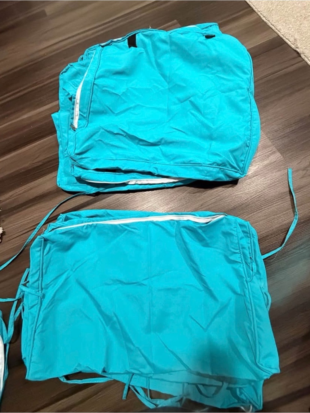 Bright Aqua Patio Cushion Covers Set of 5 with Zipper Accents New